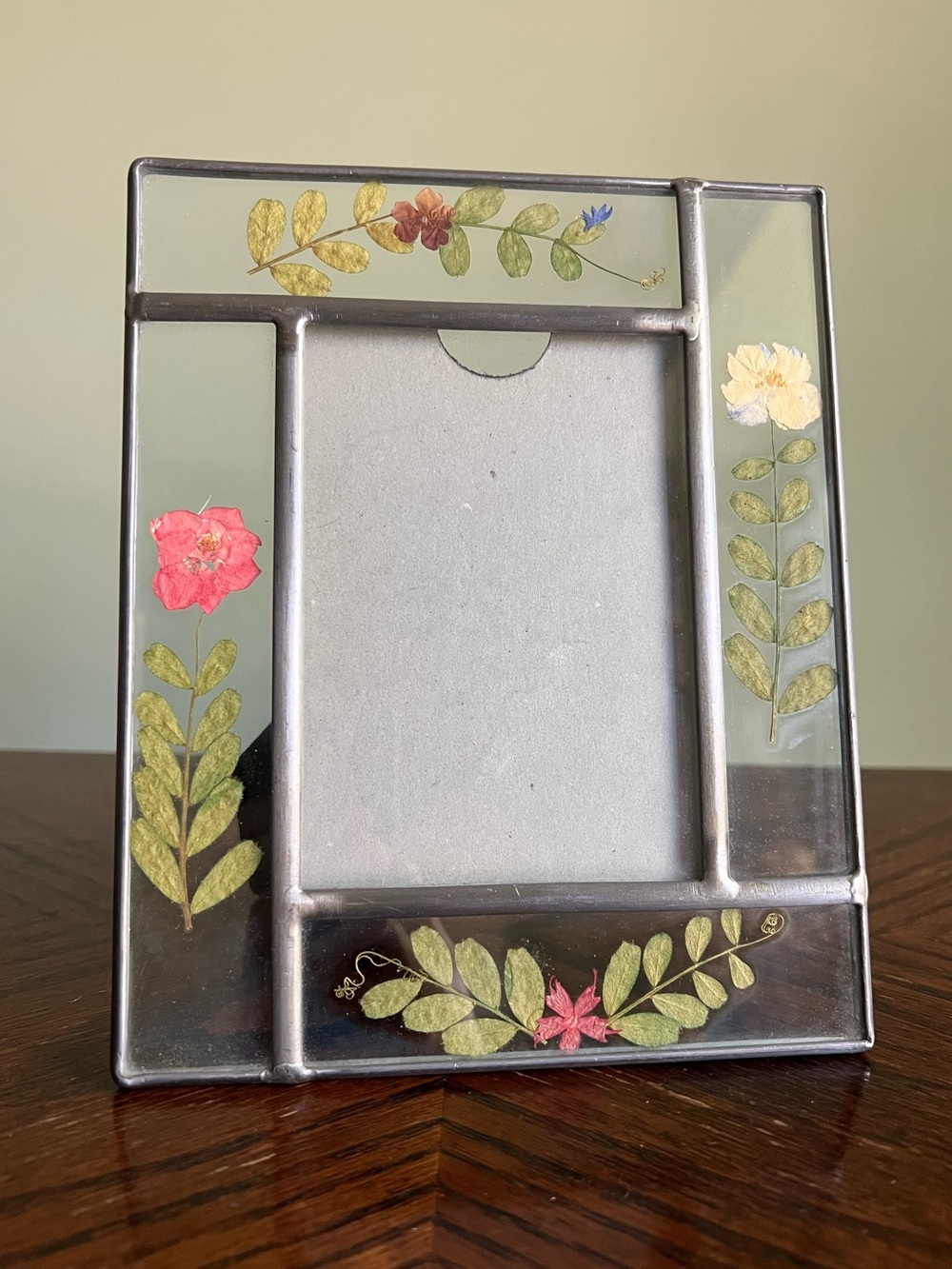 Vintage Pressed Flower Photo Frame, Real Floral Picture Frame, Cottagecore Decor